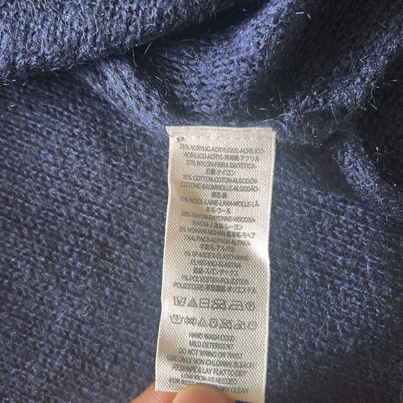 Free People Craft Time Bell Sleeve Sweater Navy Blue Striped Size Medium - Picture 12 of 13